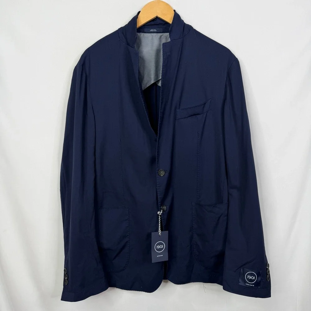 1901 Mens 42R Navy Blue Wool Blazer Sport Coat Made in Italy NEW